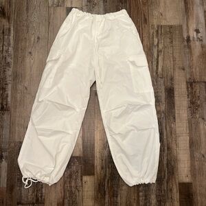 shein white parachute pants size xs